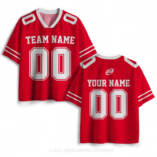 Personalized Team Name & Number Red Adult Sport Jersey Beepumpkin