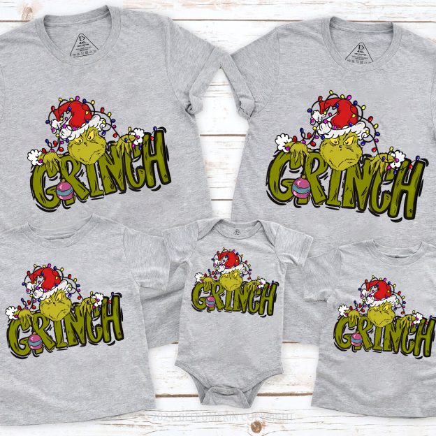 Retro Clipart Holiday Lights Family Matching T-Shirts