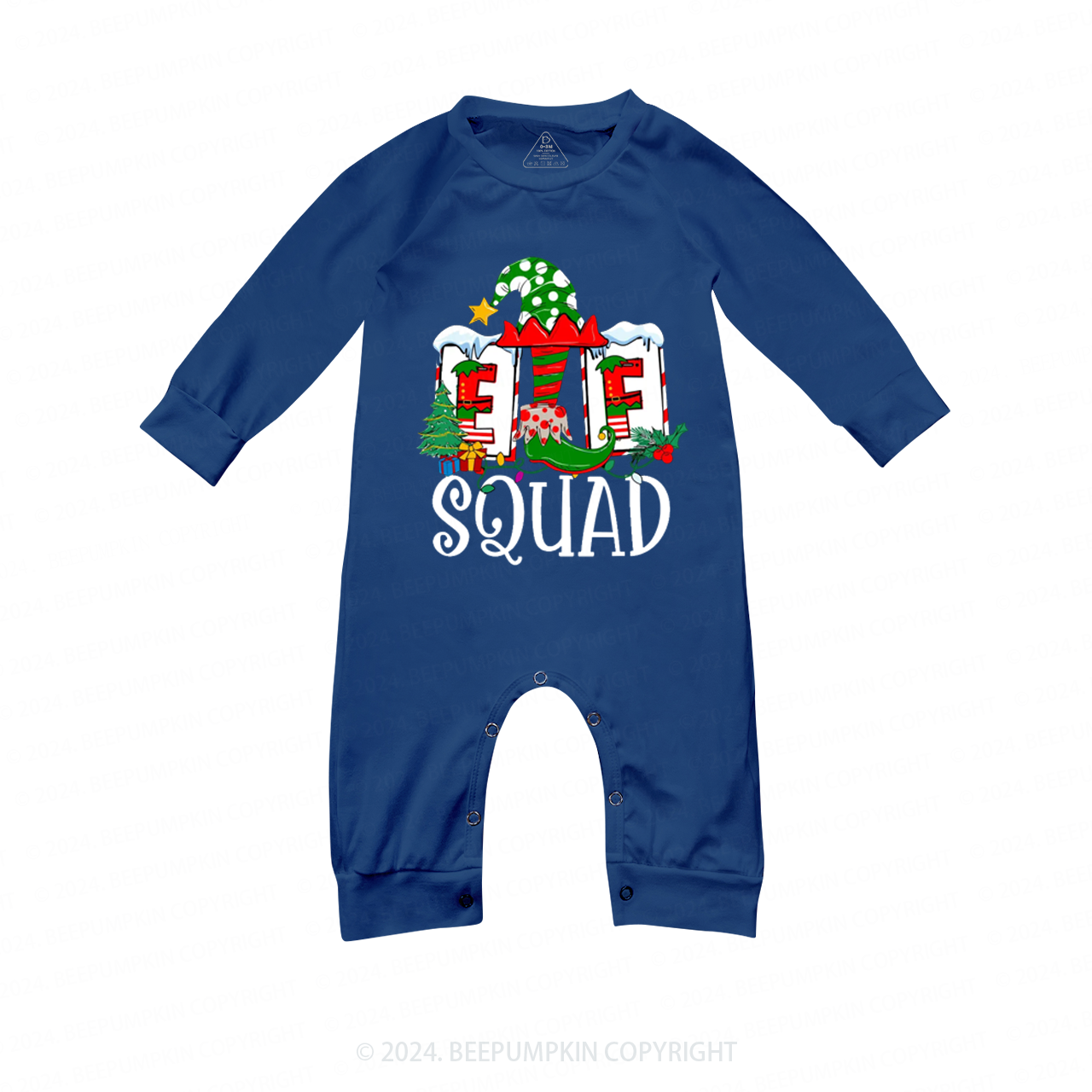 ELF Squad Family Matching Blue Pajamas Beepumpkin