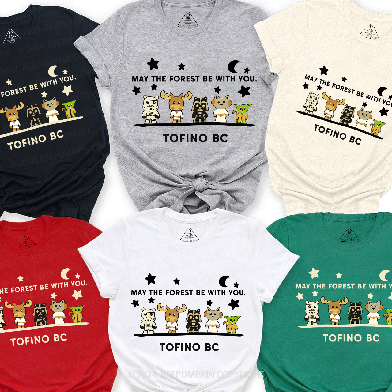 Moon And Star Christmas Family Matching T-Shirts Beepumpkin