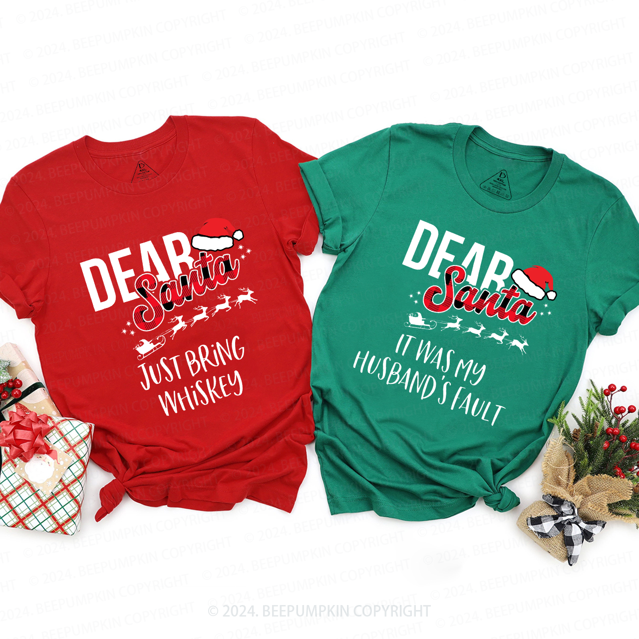 Dear Santa Elk Sleigh Family Matching T-Shirts Beepumpkin