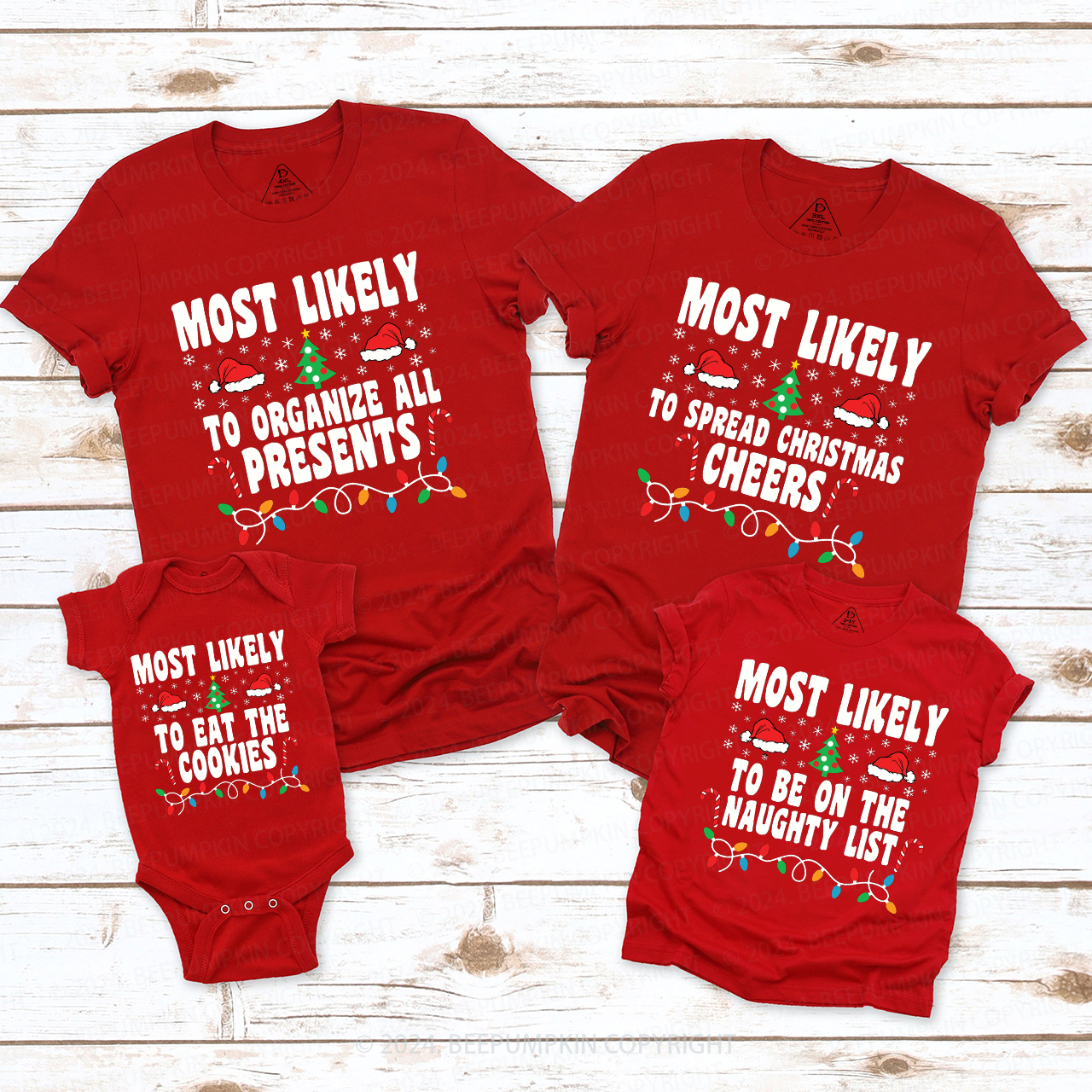 Most Likely To Light Tree Family Matching T-Shirts Beepumpkin