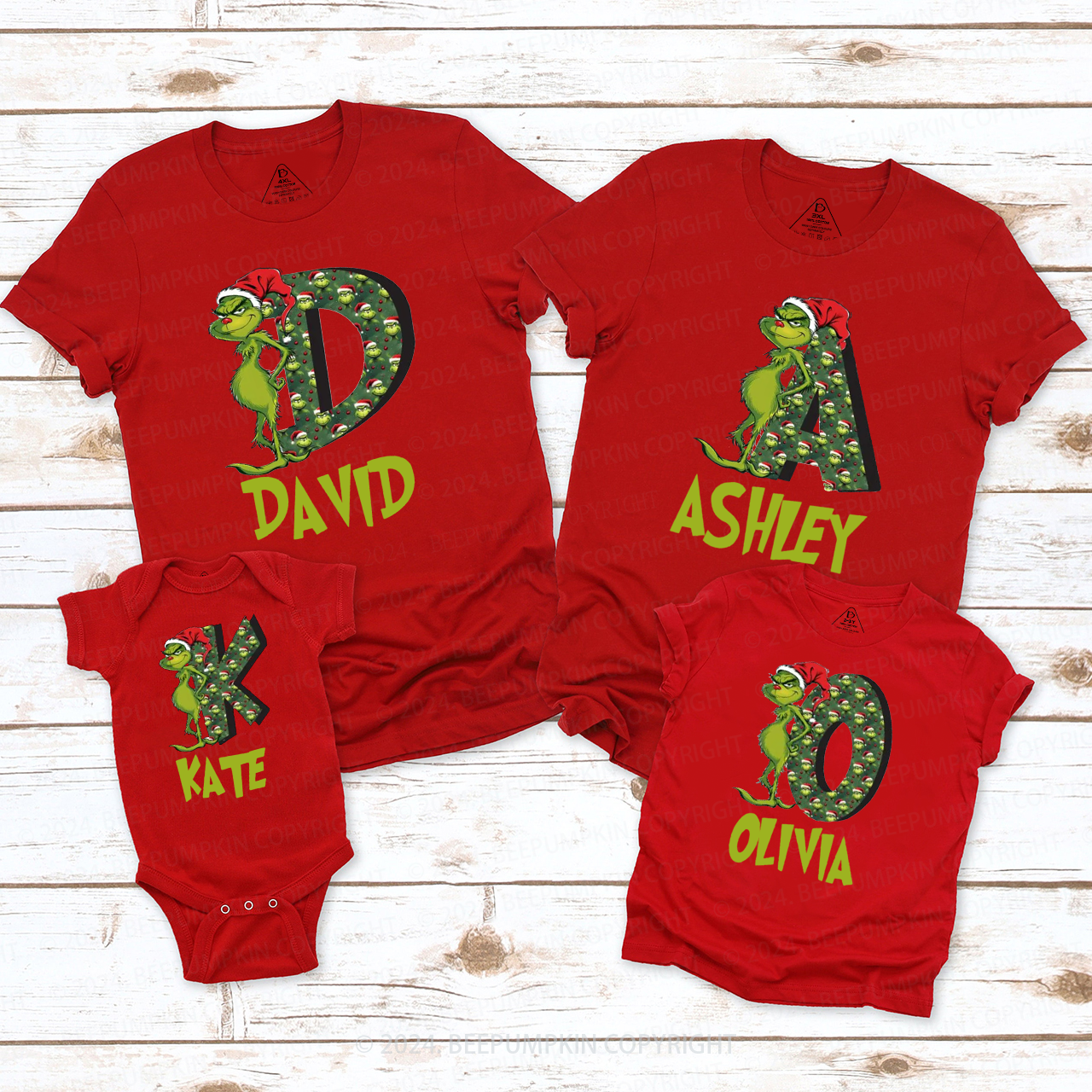Personalized Print Alphabet Wall Family Matching T-Shirts Beepumpkin