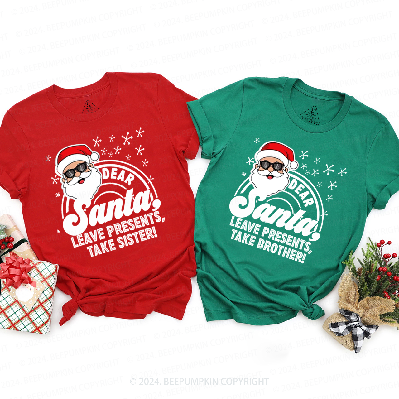 Personalized Dear Santa Family Group Family Matching T-Shirts Beepumpkin