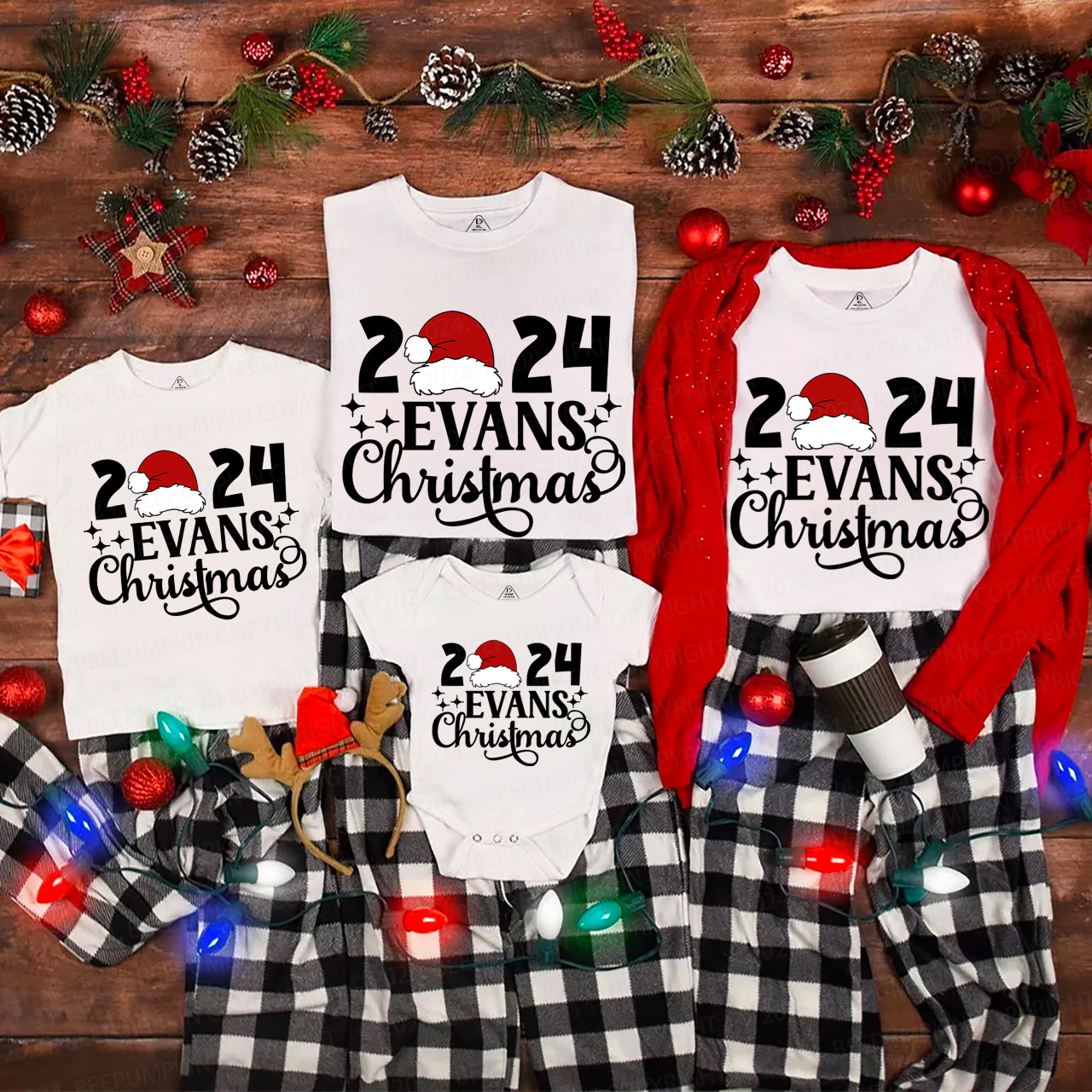 Personalized 2024 Star Christmas Family Matching T-Shirts Beepumpkin