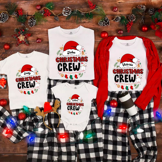 Personalized Christmas Crew Family Matching T-Shirts Beepumpkin