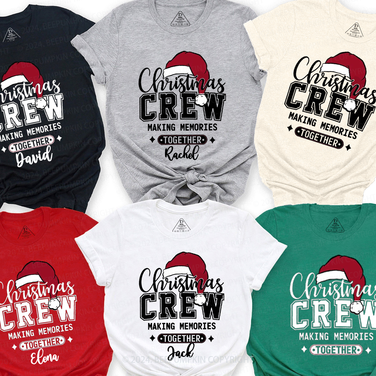 Personalized Christmas Crew Family Name Matching T-Shirts Beepumpkin