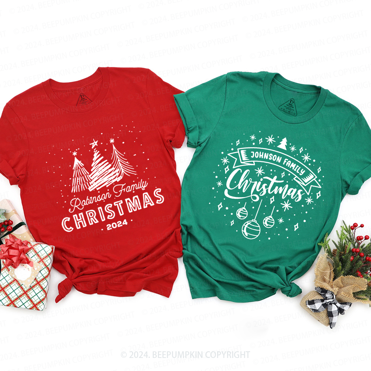 Personalized Various Christmas Tree Family Matching T-Shirts Beepumpkin