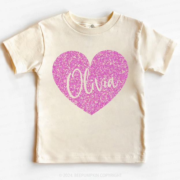 Personalized Valentine Glitter Name Toddler&Kids Tees Beepumpkin