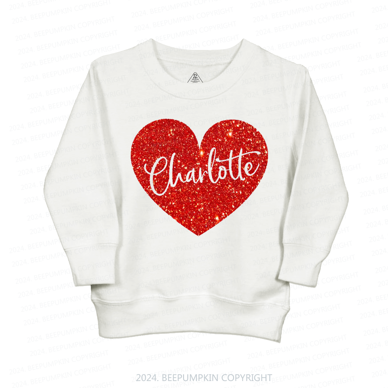 Personalized Valentine Glitter Name Kids Sweatshirt