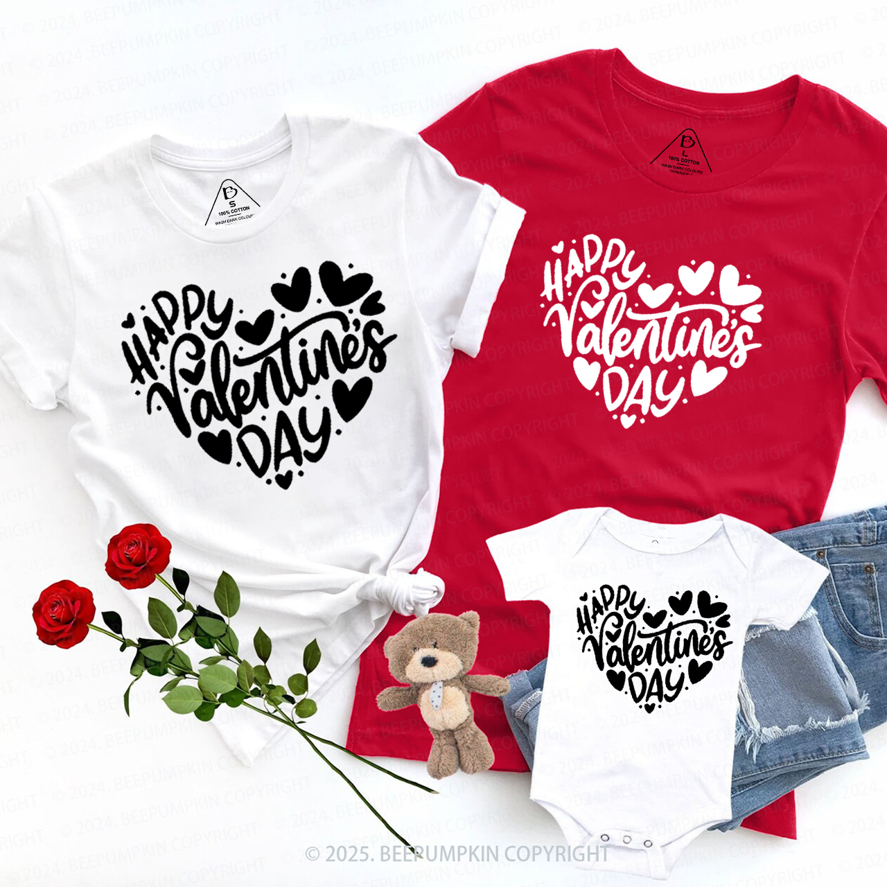 Happy Valentine Feeling Romantic Family Matching Shirts