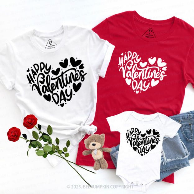 Happy Valentine Feeling Romantic Family Matching Shirts