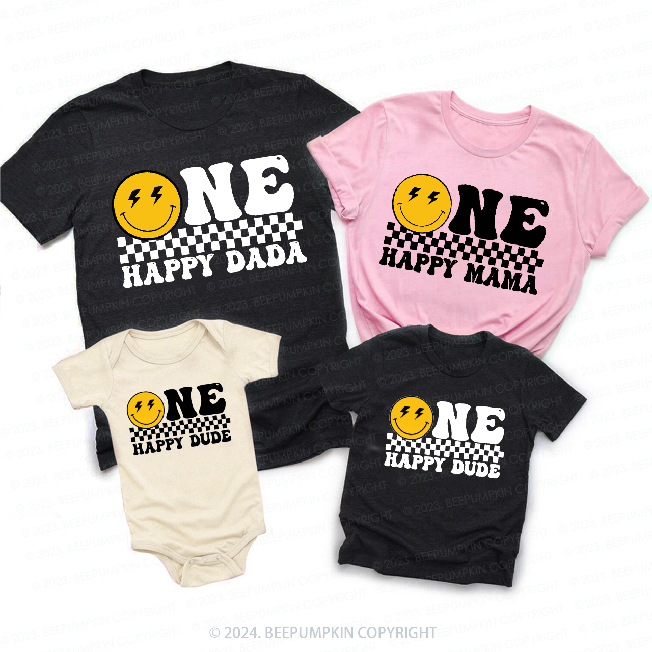 Personalized One Happy Dude Birthday Family Matching Tees Beepumpkin