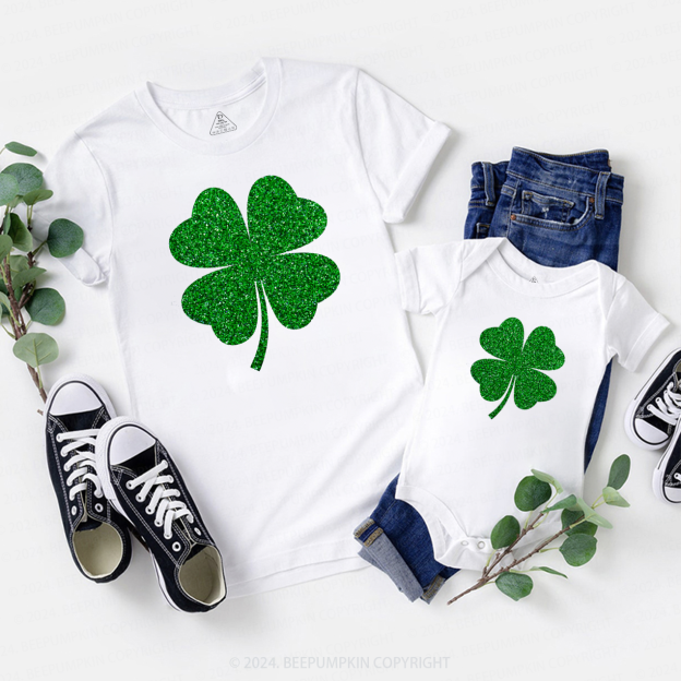 Shamrock Glitter St Patricks Day Family Matching T-Shirts Beepumpkin