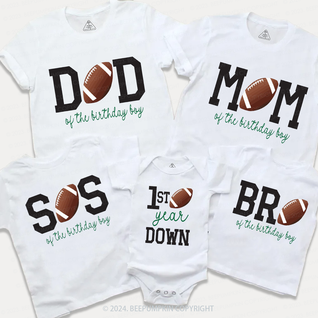 Football Baby Birthday Family Matching Tees Beepumpkin