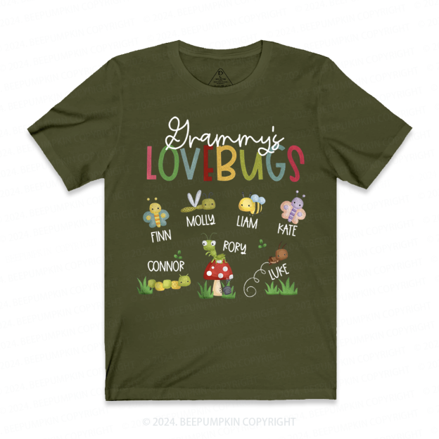 Personalized Grammy's Lovebugs Name T-Shirts