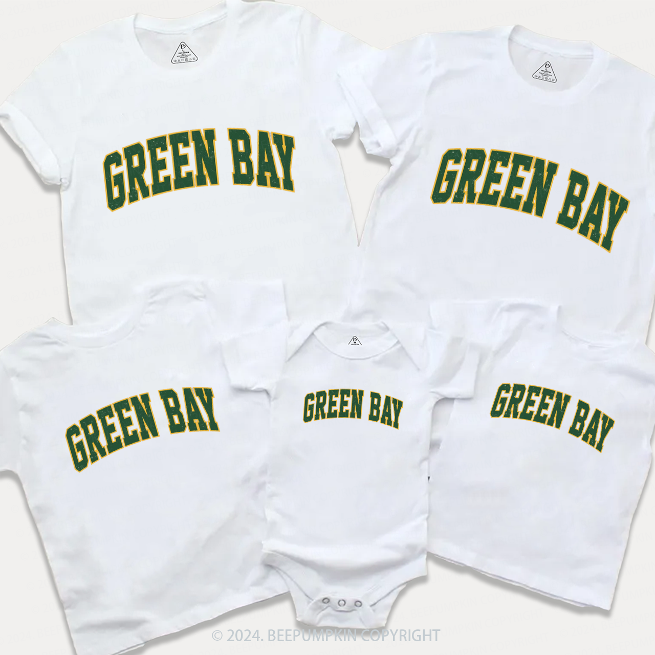 Vintage Green Football Family Matching Tees Beepumpkin