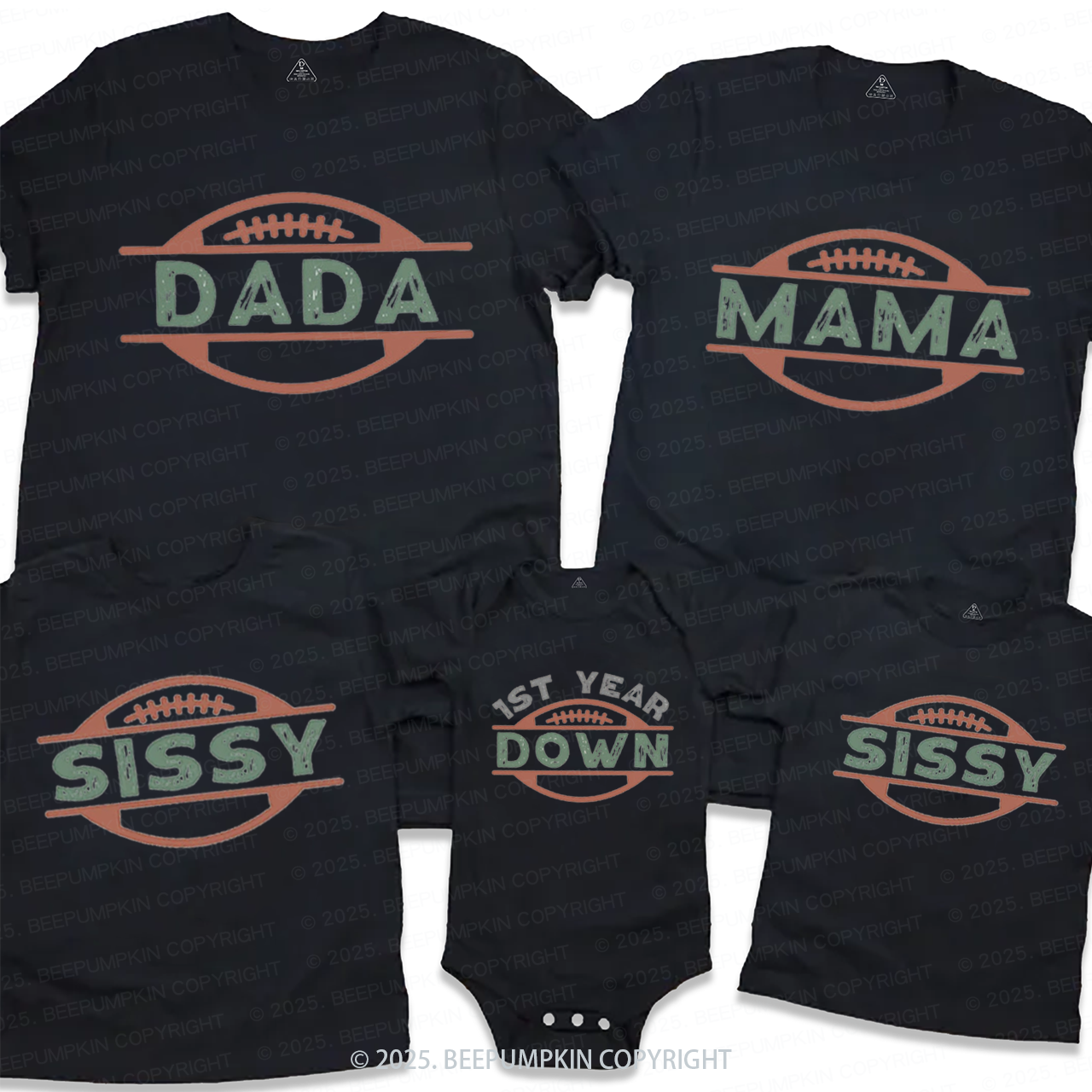 Football 1st Birthday Family Matching Tees Beepumpkin