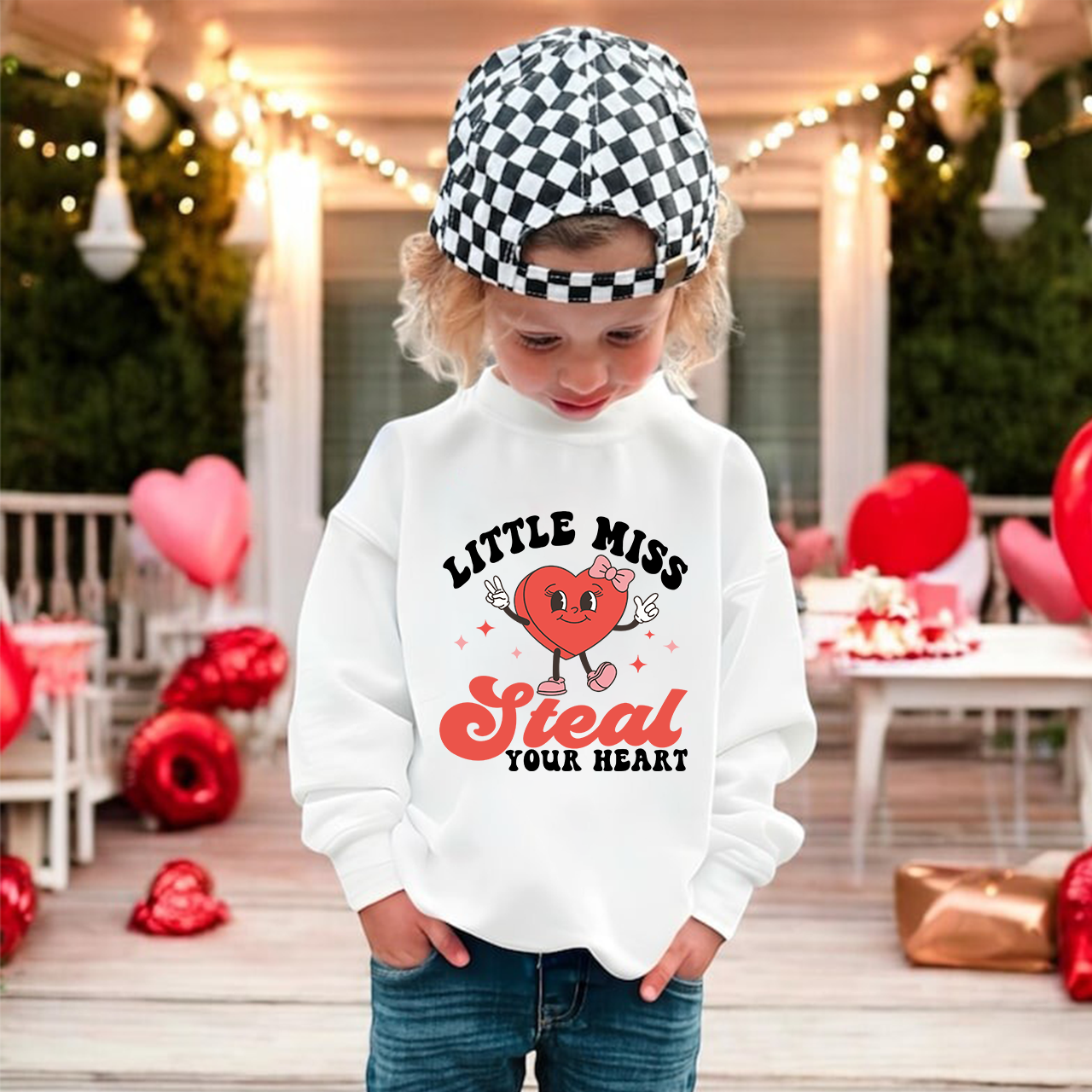 Little Miss Steal Your Heart Valentine Kids Sweatshirt