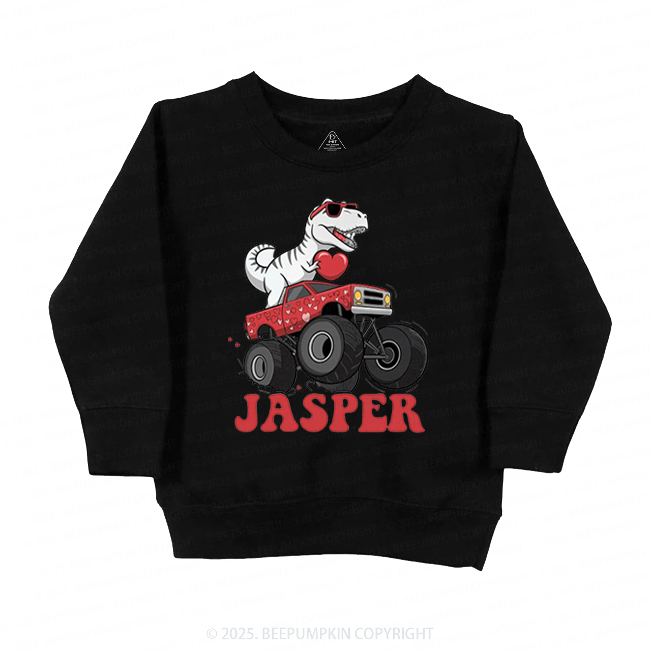 Personalized Dinosaur Valentines Kids Sweatshirt