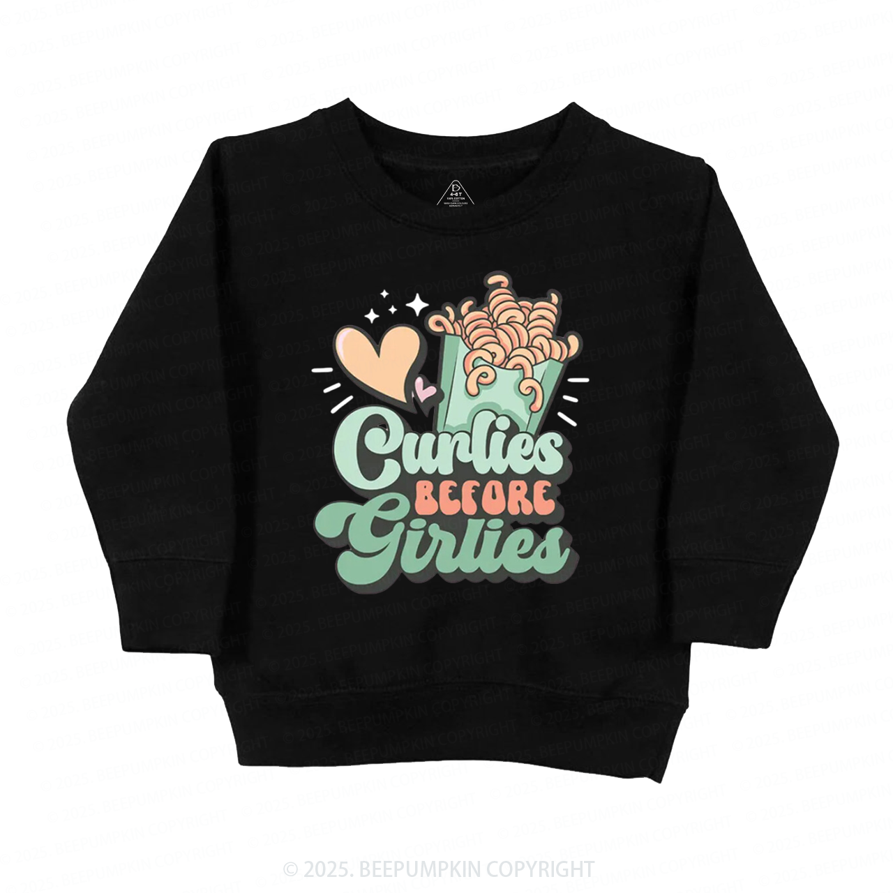 Curlies Before Girlies Valentine's Day Kid's Sweatshirt