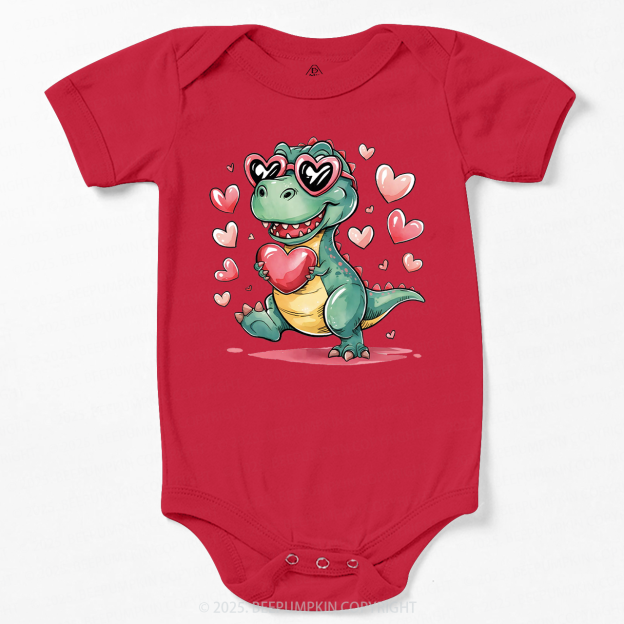 Romantic Dinosaur Valentine's Day Bodysuit Beepumpkin