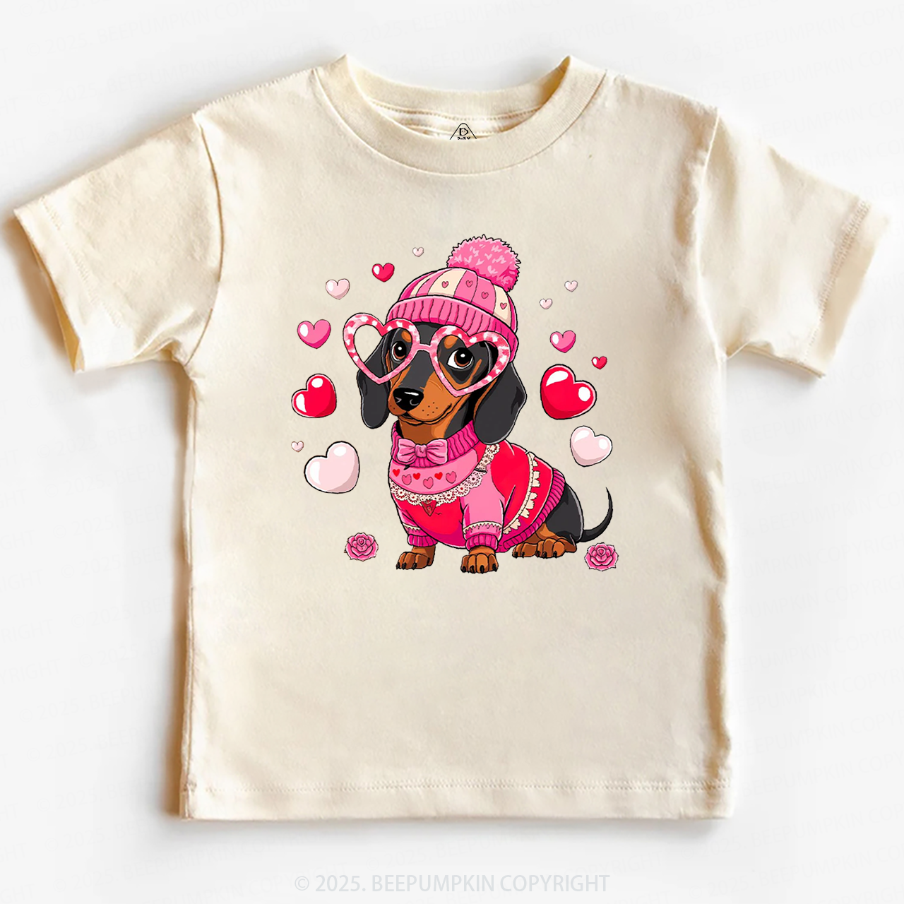 Dachshund Dog Valentine's Day Toddler&Kid's Tees Beepumpkin