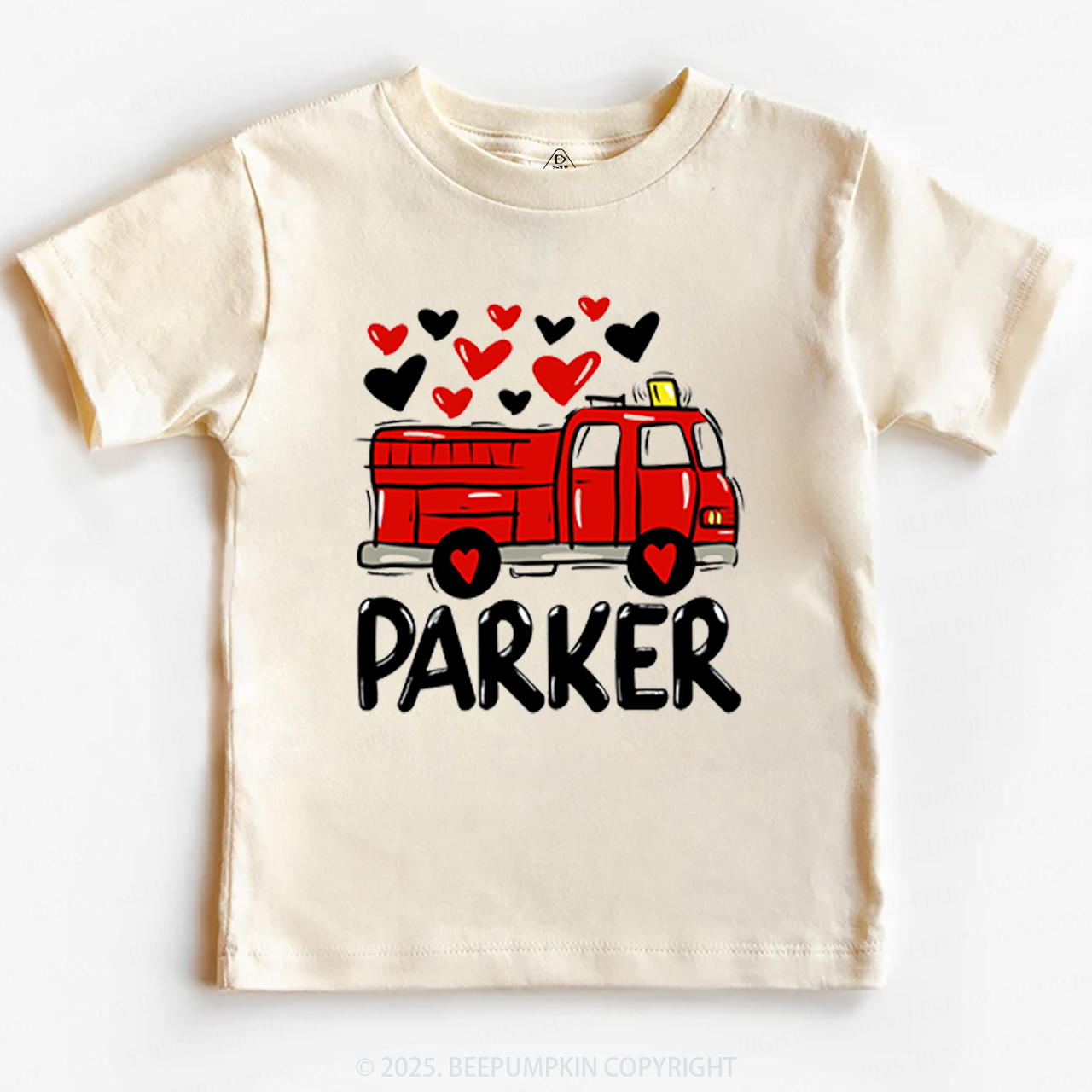 Fire Truck Valentine's Day Toddler&Kid's Tees Beepumpkin