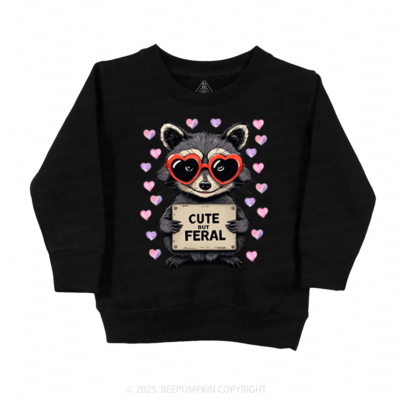 Cute But Feral Valentine's Day Kid's Sweatshirt 2