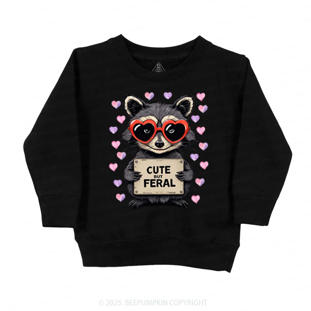 Cute But Feral Valentine's Day Kid's Sweatshirt 2