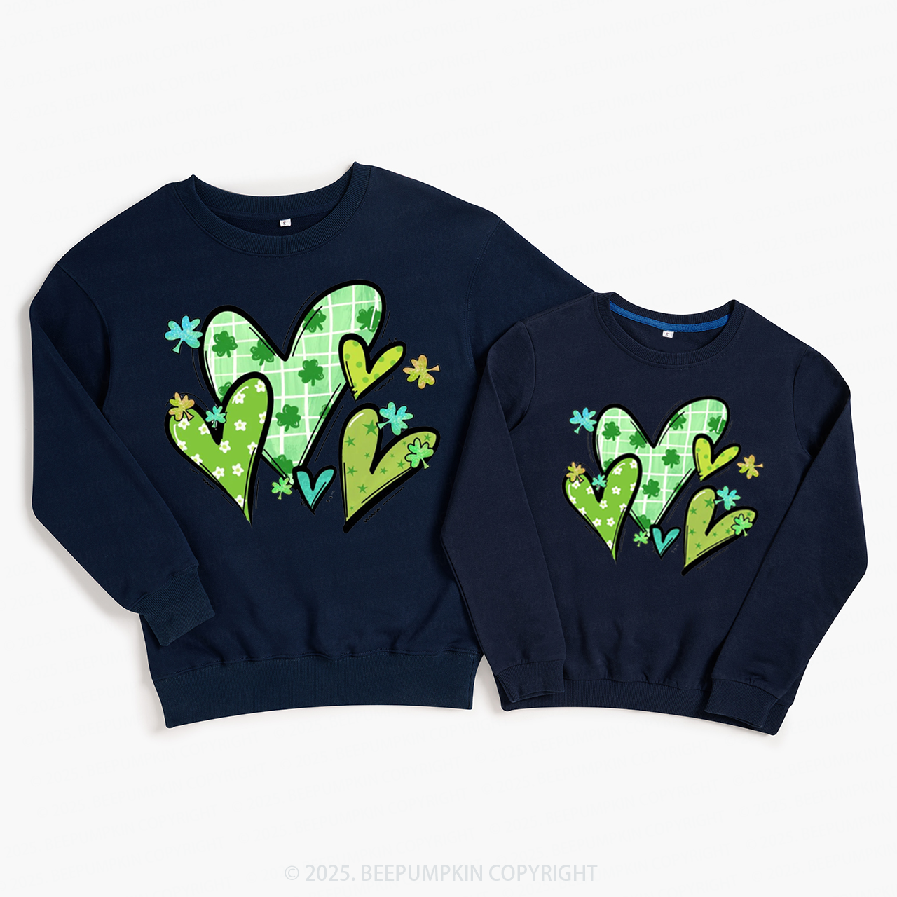 St.Patricks Day Hearts Family Matching Sweatshirts