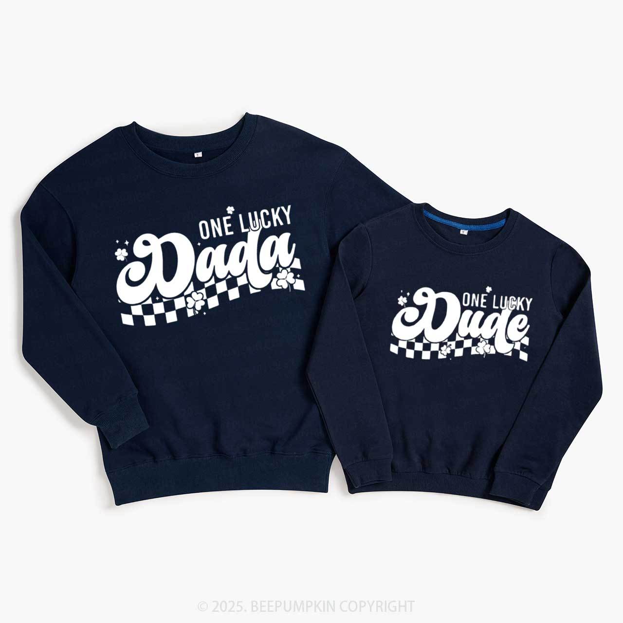 Personalized One Lucky Dude St.Patricks Day Family Matching Sweatshirts