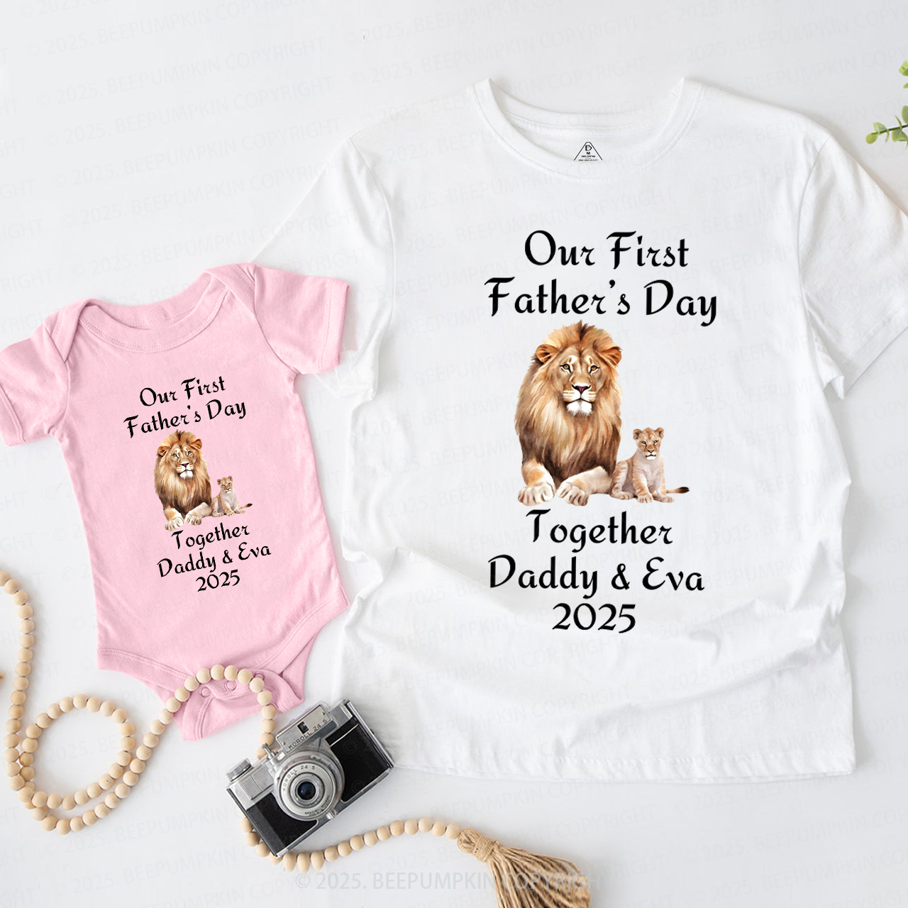 Custom Our First Father's Day Together Daddy And Me Matching Shirt
