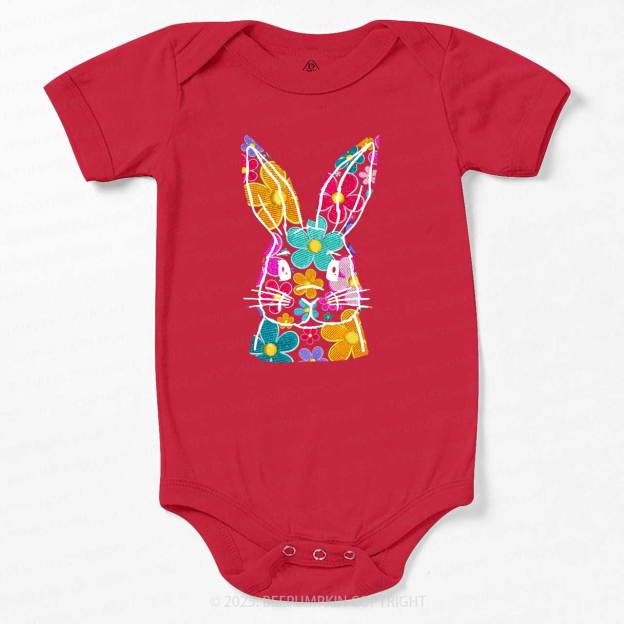 Bright Floral Bunny Easter Bodysuit Beepumpkin