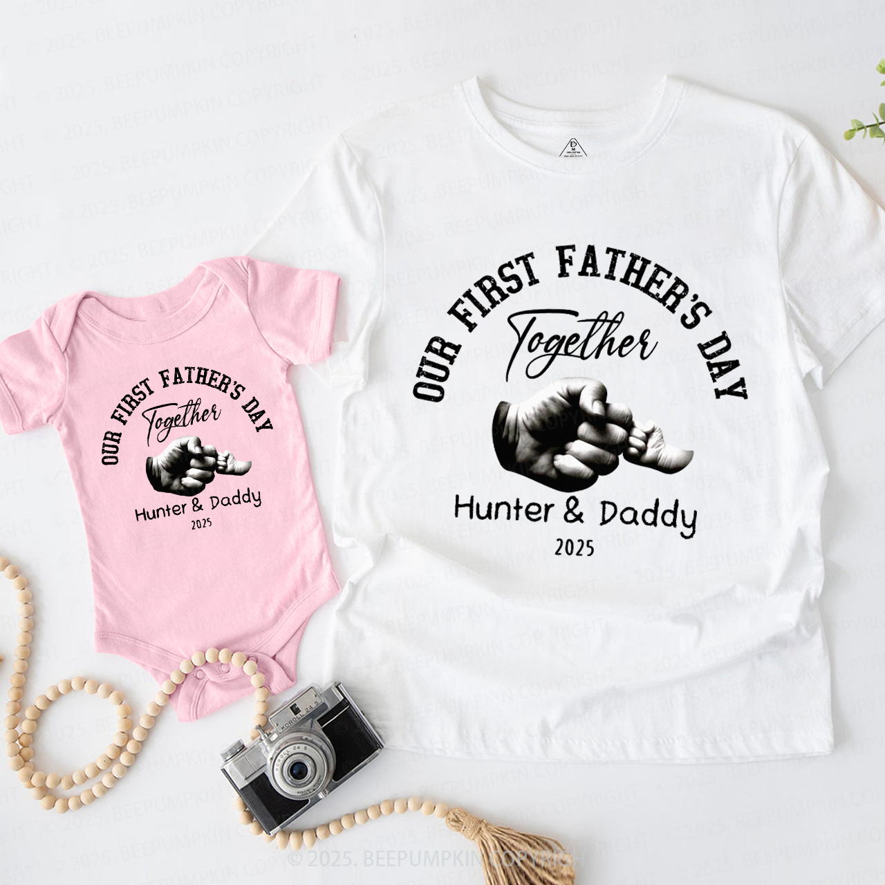 Our First Fathers Day Fist Bump Daddy And Me Matching Shirt
