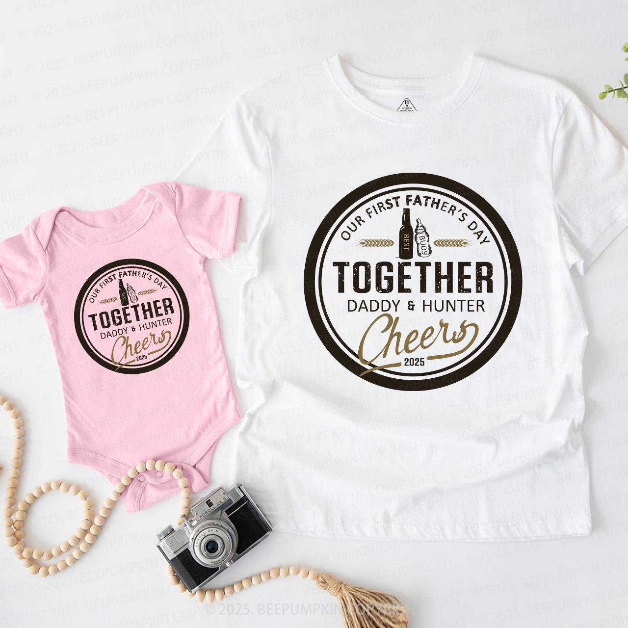 Matching First Dad and me Together Cheers Bodysuit & Shirts