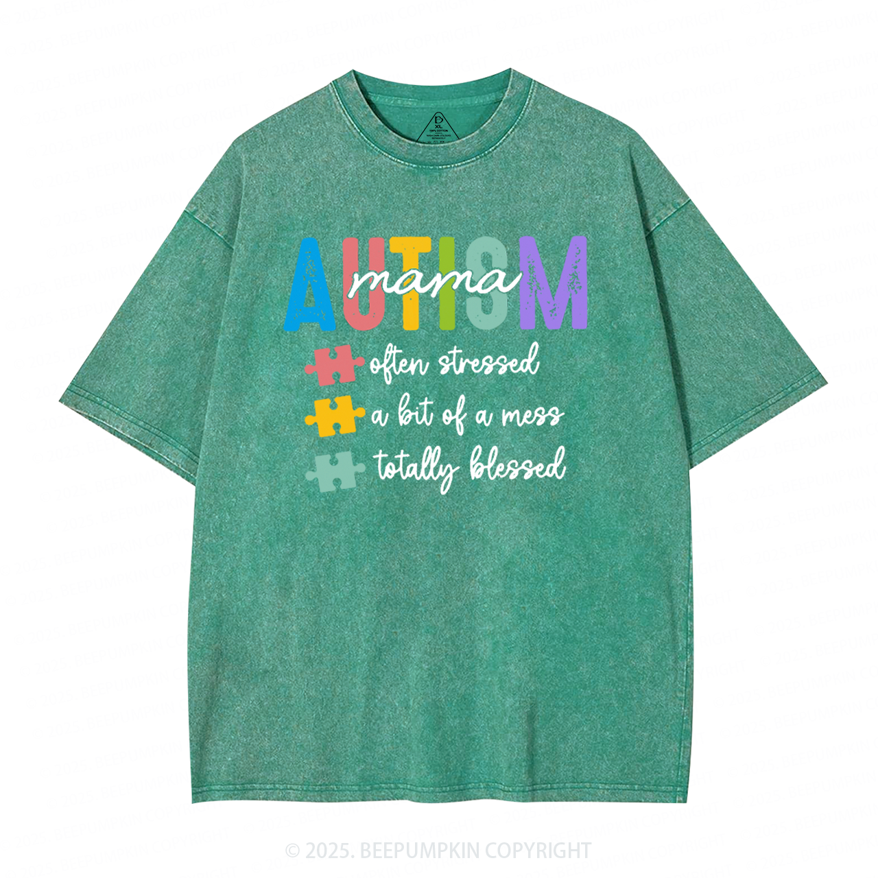 Awareness Autism Mama Washed T-Shirts