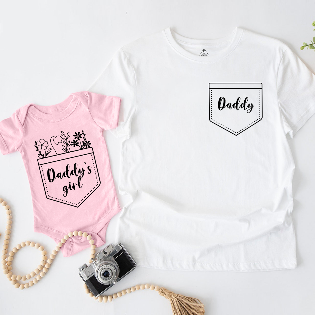 Daddy & Daddy's Girl With Florals Matching Dad and me Shirt