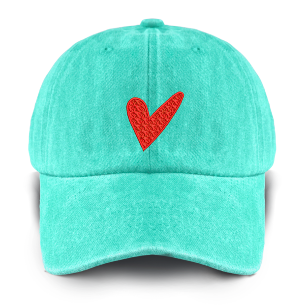 Red Love Heart Washed Baseball Cap For Kids