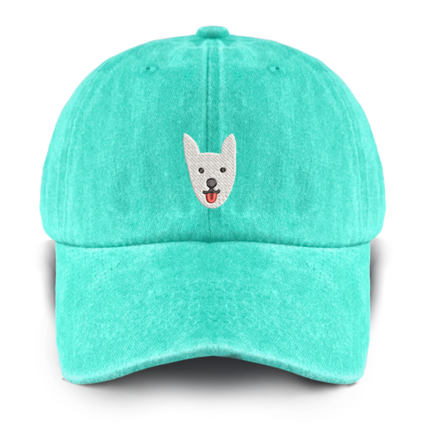 Embroidered White Dog Washed Baseball Cap For Kids