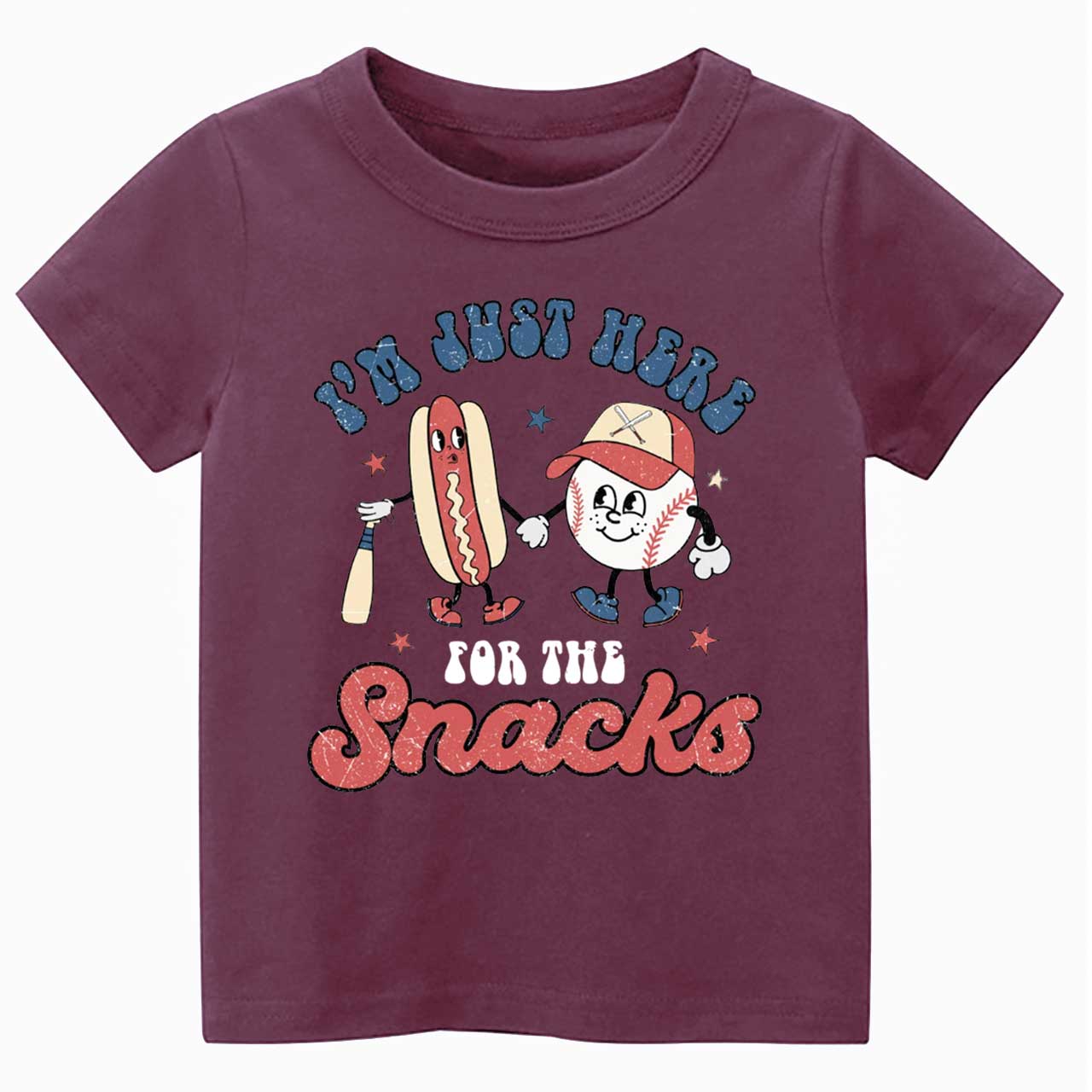 I'm Just Here For The Snacks Baseball  Toddler&Kid's Tees Beepumpkin