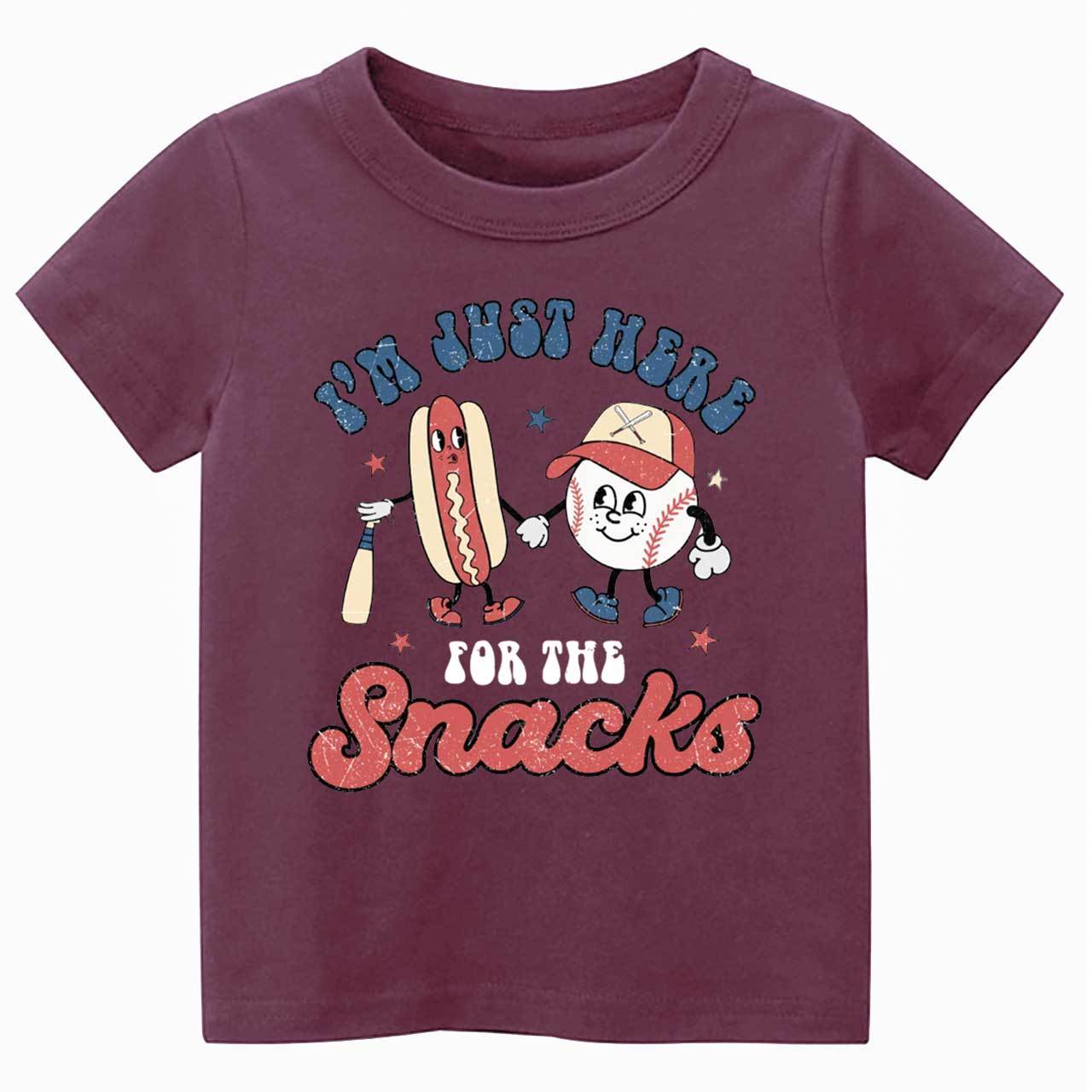 I'm Just Here For The Snacks Baseball  Toddler&Kid's Tees Beepumpkin