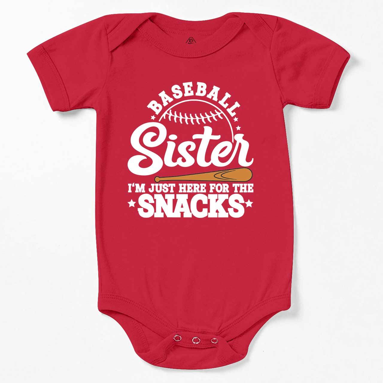 Baseball Sister I'm Just Here For The Snacks Bodysuit Beepumpkin