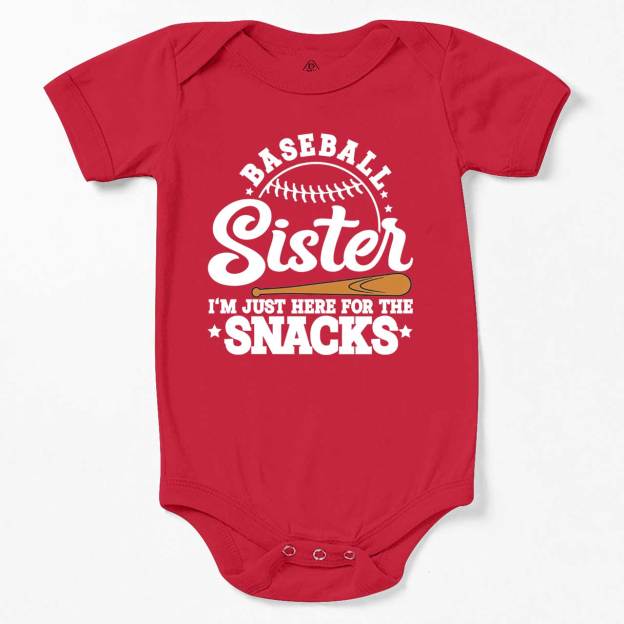 Baseball Sister I'm Just Here For The Snacks Bodysuit Beepumpkin