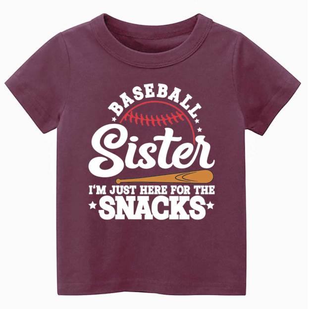 Baseball Sister I'm Just Here For The Snacks Toddler&Kid's Tees Beepumpkin