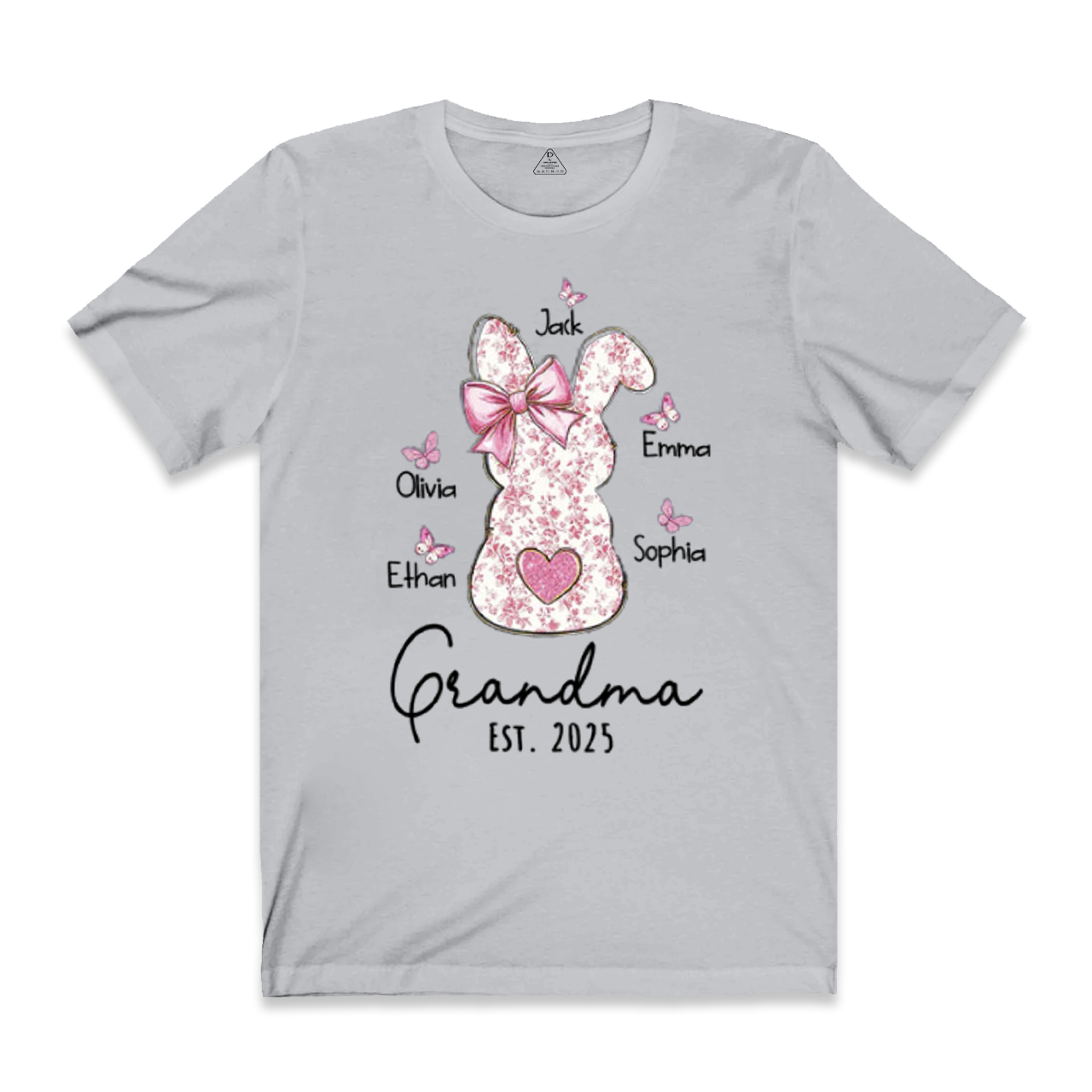 Personalised Pink Floral Butterfly Bunny Easter T-Shirt