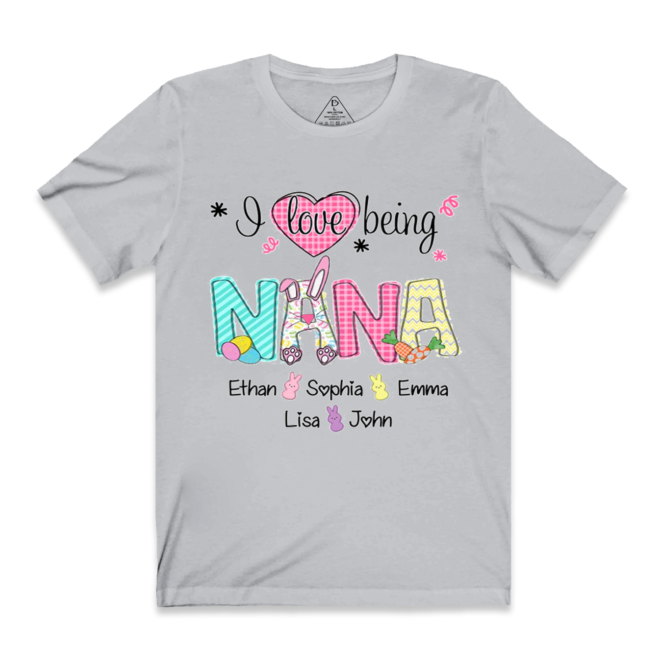 Personalized I Love Being Nana Easter Bunny And Grandkids Happy Easter T-Shirt