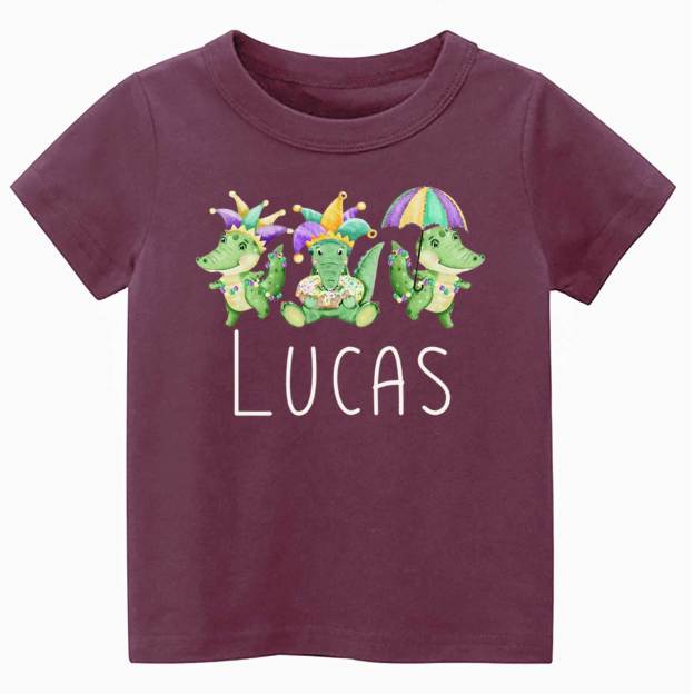 Personalized Mardi Gras Alligators Toddler&Kid's Tees Beepumpkin