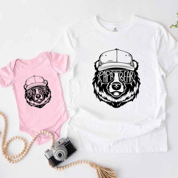 Personalized Bear Sunglass Dad&Me Matching Shirts 