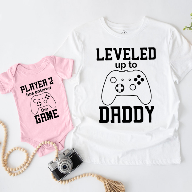 Leveled Up To Daddy Dad&Me Matching Shirts 